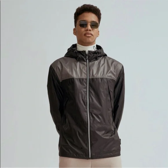 NWT Noize Colorblock Oden Hooded Zip Up Windbreaker, Black & Gray, Size L - Picture 15 of 16